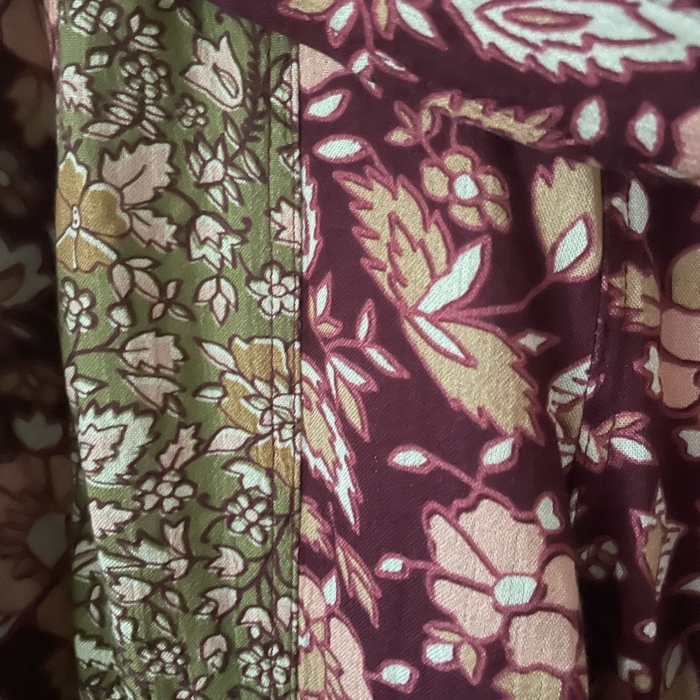 NWOT! Free People Bali Boho flare pants. Color multi reds and greens. Sizes: M,L - Picture 10 of 14